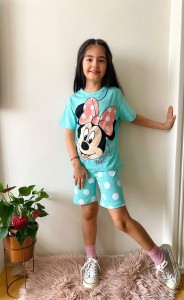 Letni komplet dziewczęcy. myszka Minnie, grochy
